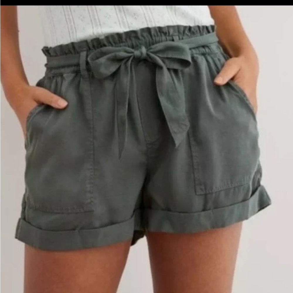 Aerie High Waist Olive and Maroon Tie Shorts(x2)